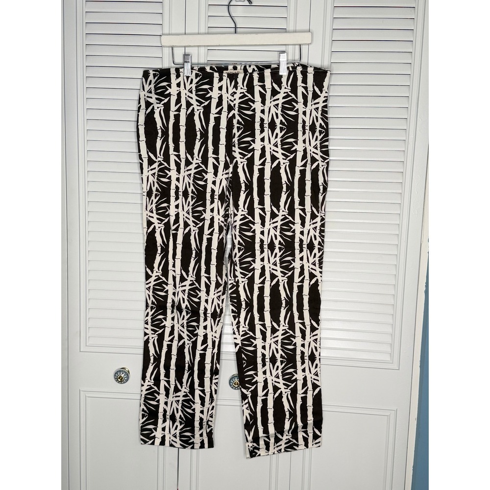 Michael Michael Kors Pants Womens 14 Black White Excellent Bamboo Print Straight